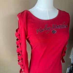 Harley Davidson ladder sleeve top